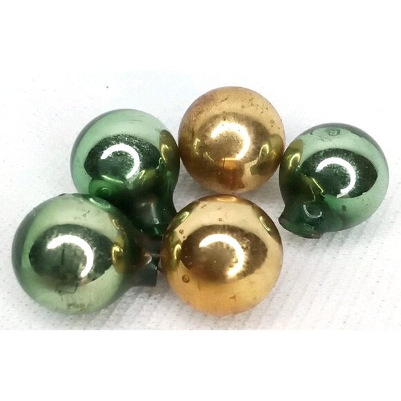 MCM Christmas Ornament Set Of 5 Feather Tree Glass Round Shiny Brite 1950s - Picture 1 of 3
